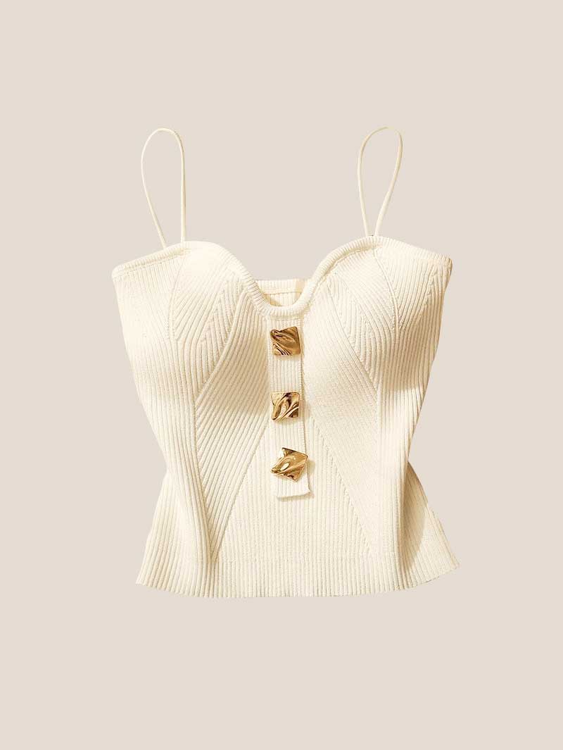 Gold Buttons Slim Top